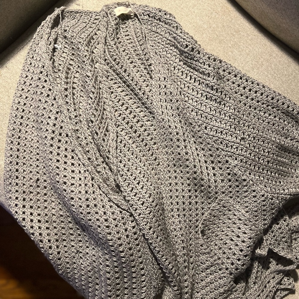 gray cardigan
